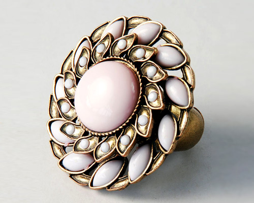 Translucent Beaded Flower Ring